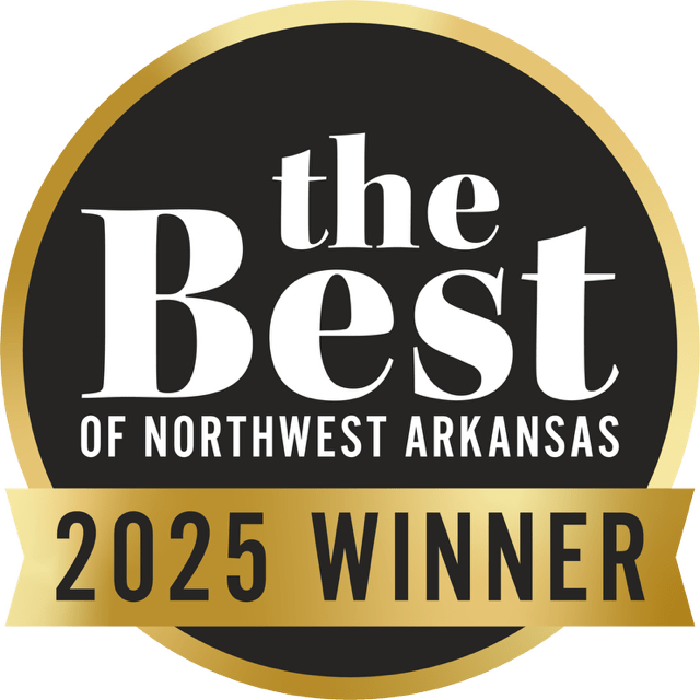 Award badge indicating 'The Best of Northwest Arkansas' with a gold ribbon reading '2025 WINNER'.